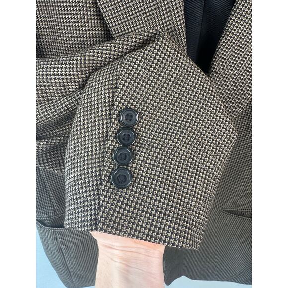 Oscar De La Renta Mens 44R Blazer Brown Houndstooth Sport Coat Classic 2-Button - Picture 5 of 8
